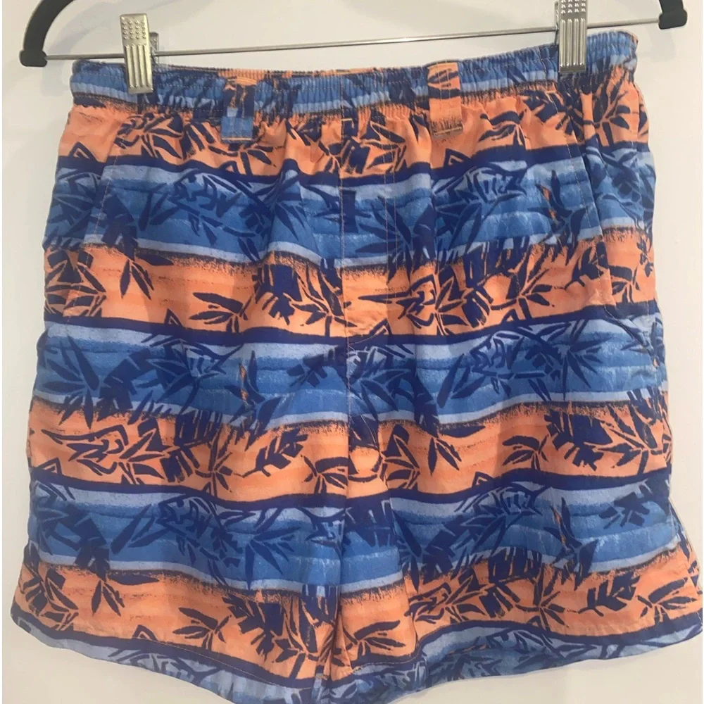 Columbia PFG Swim Trunks Omni-Shade Palm Print Blue Orange | Men’s Small
